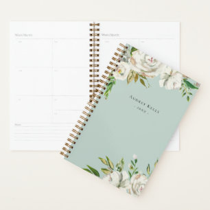 Agenda Planner Personalizado Floral Branco de inverno