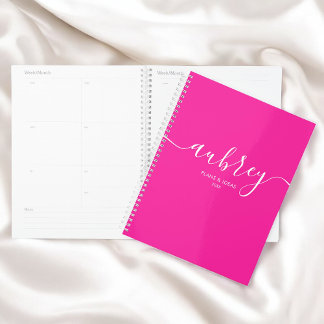 Agenda Planner Rosa Moderno para Caligrafia