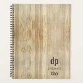 Agenda Planner Rustic Woodgrain Monogramed