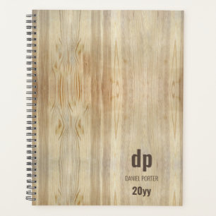 Agenda Planner Rustic Woodgrain Monogramed