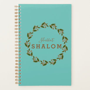 Agenda Planner Shabbat Shalom Green Brown Wreath