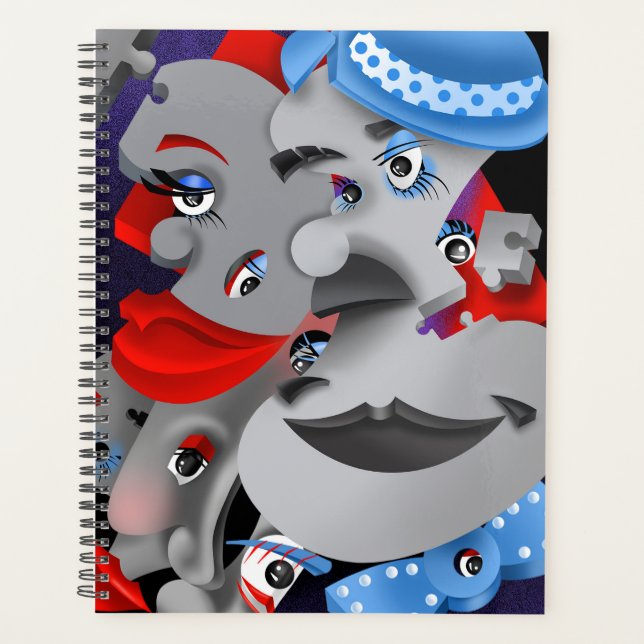 Agenda Planner Surreal Quebra-cabeça Faces (Frente)