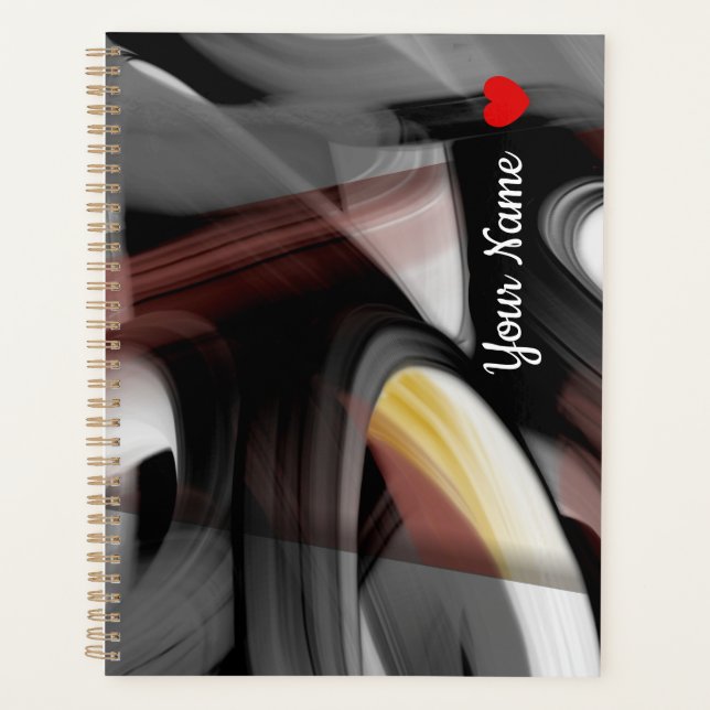 Agenda Planner Trend Abstrato Art Black White Powdery (Frente)