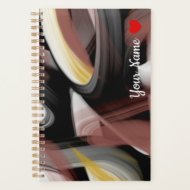 Agenda Planner Trend Abstrato Art Black White Powdery (Frente)