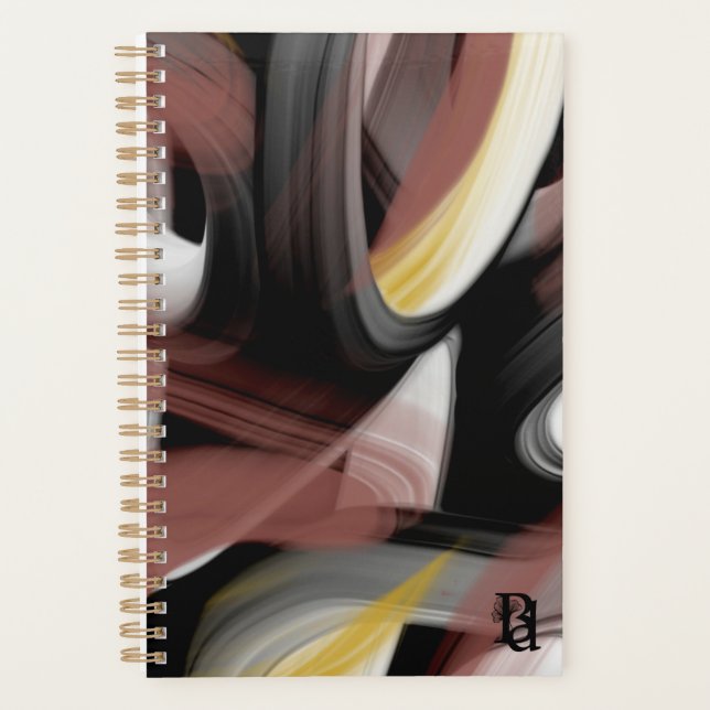 Agenda Planner Trend Abstrato Art Black White Powdery (Frente)