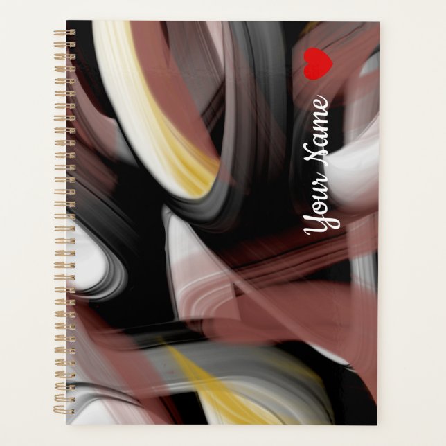 Agenda Planner Trend Abstrato Art Black White Powdery (Frente)