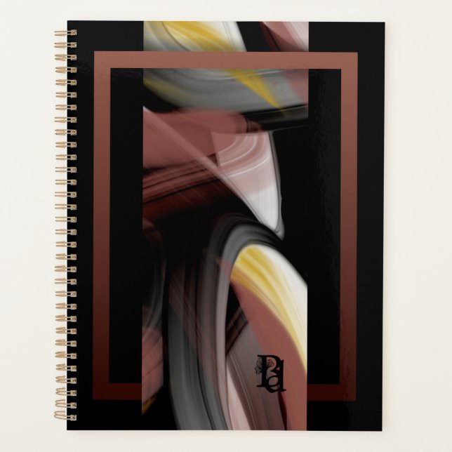 Agenda Planner Trend Abstrato Art Black White Powdery (Frente)
