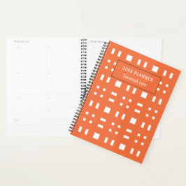 Agenda Planner Xadrez Laranja e Branco