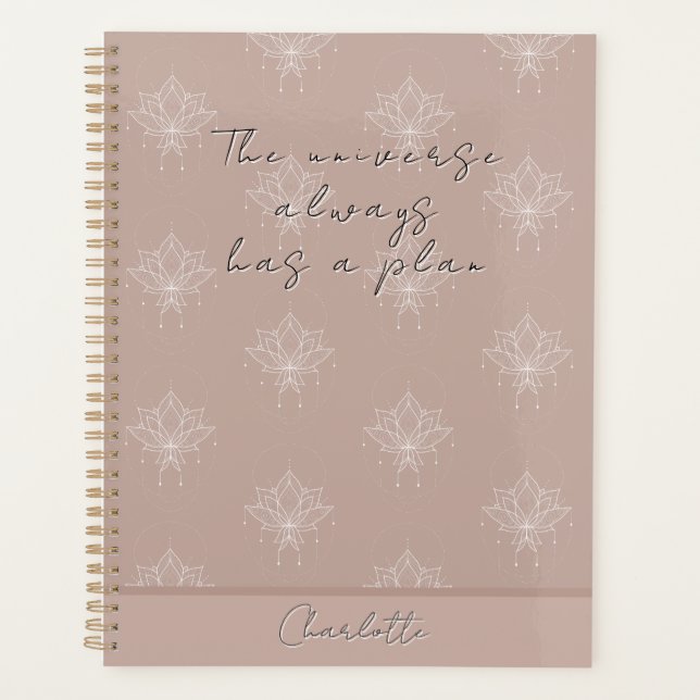 Agenda Plano Bonito do Universo de Lotus Floral Elegante  (Frente)