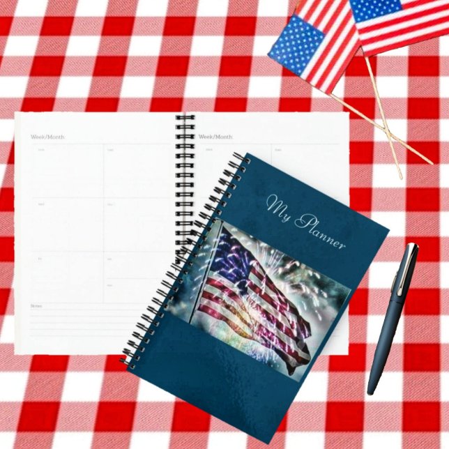 Agenda Plano de fundo do Fireworks (Plan your patriotic activities, & vacations, with this Fireworks Backdrop Planner!)