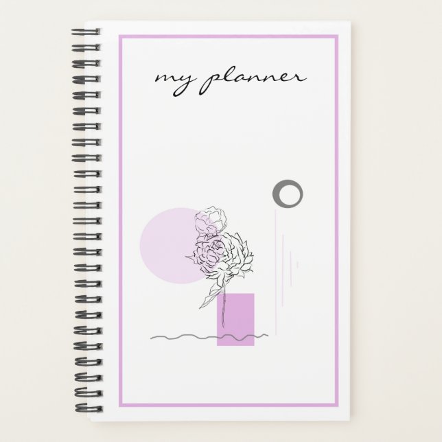 Agenda Plano Geométrico Simples de Abstrato Chic Moderno  (Frente)