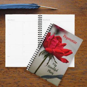 Agenda Planos Bonitos de rosa vermelha Personalizáveis Fl