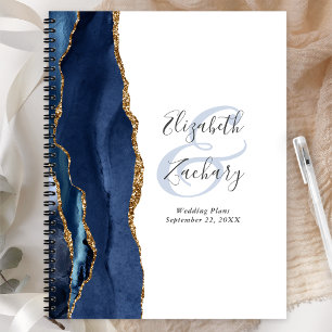 Agenda Planos de Casamento Azul Naval Dourado Roteiro de