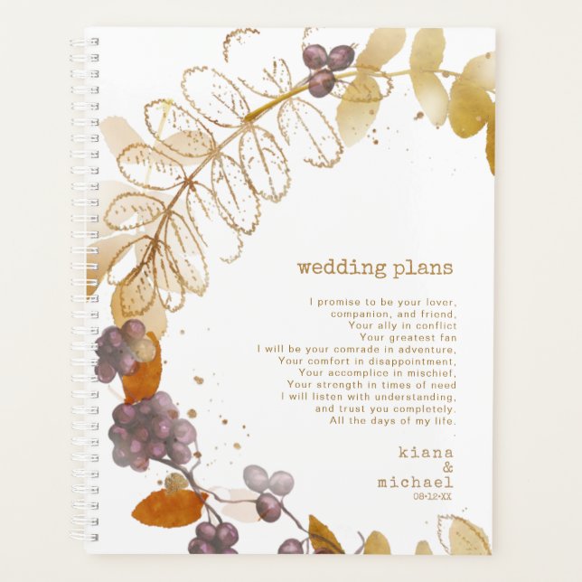 Agenda Planos de Casamento do Outono de Berries ID655 (Frente)