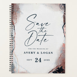 Agenda Planos de Casamento Dourado abstrato Eetéreo e Mar