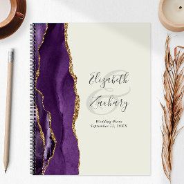 Agenda Planos de Casamento em Ágata Geodo Roxo Dourado Ma
