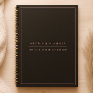 Agenda Planos de Casamento Faux Elegante Rosa Dourado e P