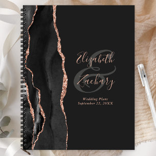 Agenda Planos de Casamento Preto-Rosa Dourado-Escuro de A