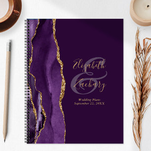 Agenda Planos de Casamento Roxo Dourado Ameixa Escrito em