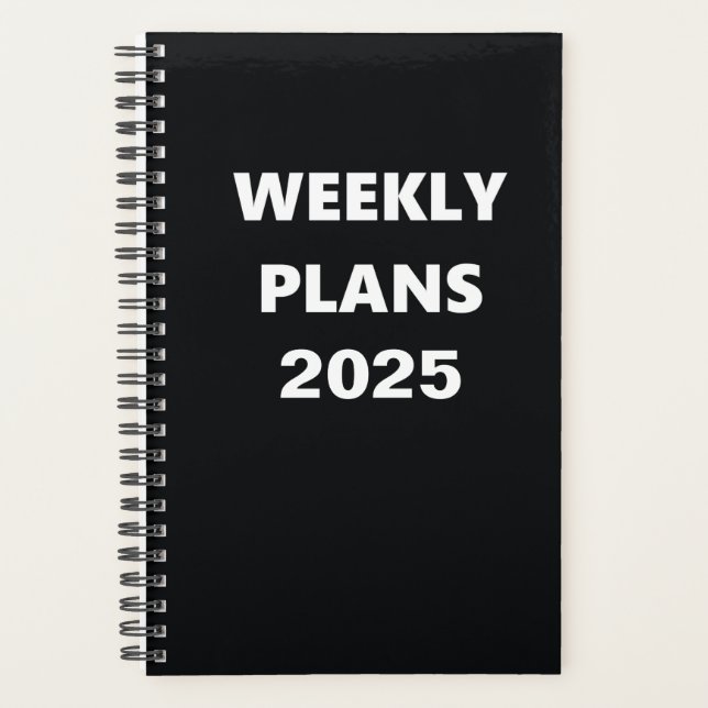 Agenda Planos Semanais 2025 Design preto branco simples (Frente)