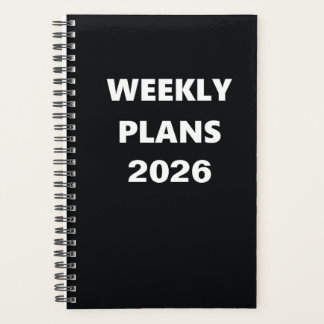 Agenda Planos Semanais de 2026 Design branco preto simple