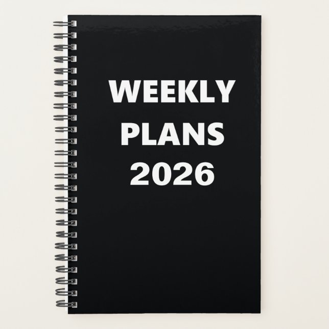 Agenda Planos Semanais de 2026 Design branco preto simple (Frente)