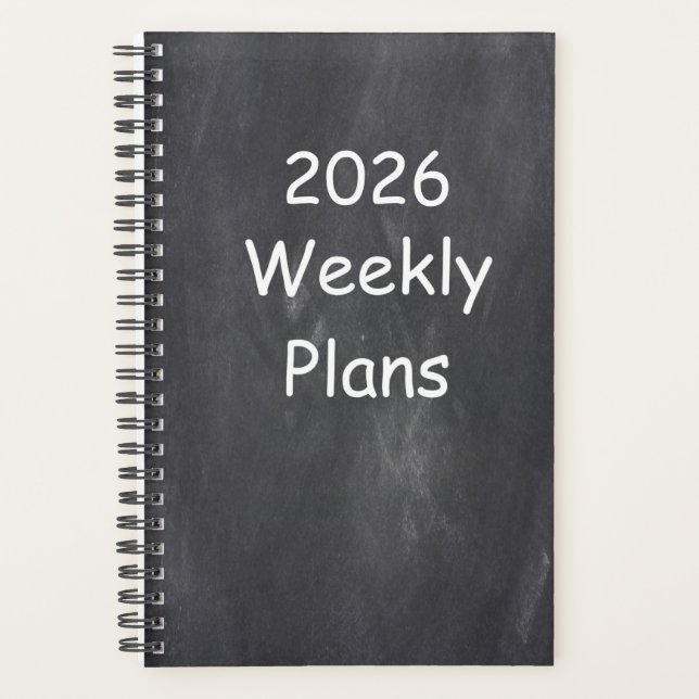 Agenda Planos Semanais de 2026 Design de Quadro Simples (Frente)