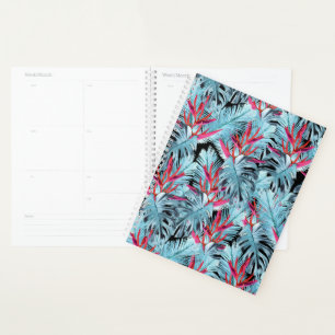 Agenda Plantas tropicais vermelhas e azuis