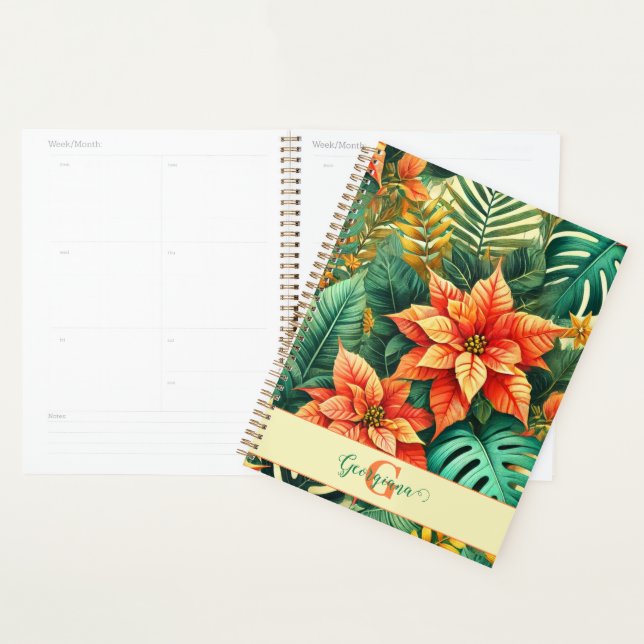 Agenda Poinsettia de Natal Tropical Personalizada (Exibição)