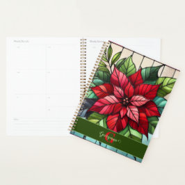 Agenda Poinsettia De Vidro Festivo Personalizado