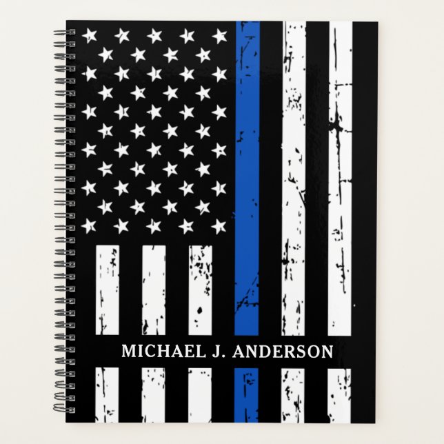 Agenda Policial Personalizado da Linha Azul Thin (Frente)