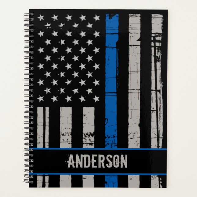 Agenda Policial Thin Blue Line Personalizado (Frente)
