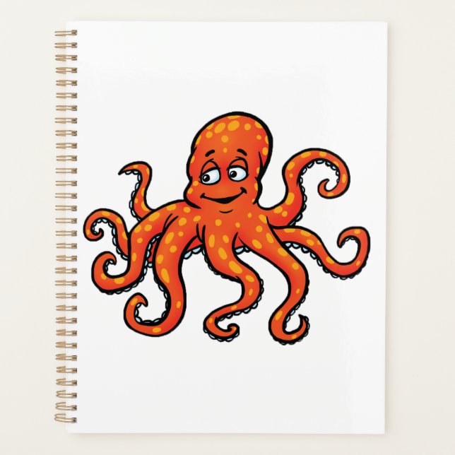 Agenda Polvo Laranja Cartoon Oceano Criatura Marinha (Frente)