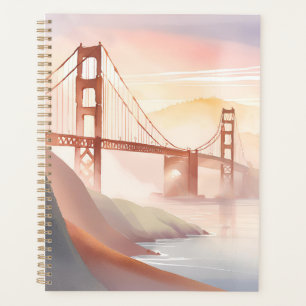Agenda Ponte Golden Gate Nascer do Sol Aquarela Bonita
