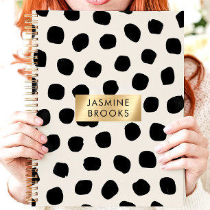Agenda Ponto Preto e Branco Nome Personalizado