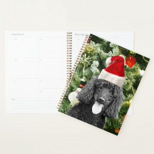 Agenda Poodle Dog Árvore de Natal Snowman Red Santa Hat