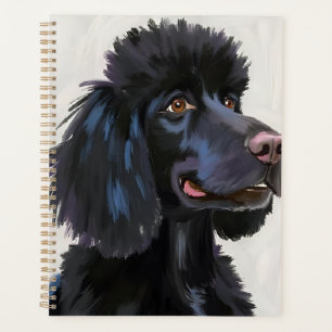 Agenda Poodle Preto Pintura em Aquarela de Cachorro Pet