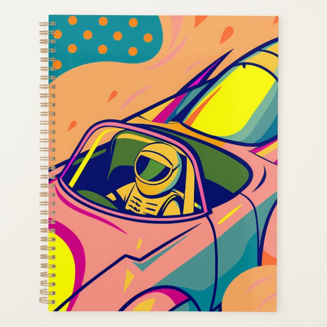 Agenda Pop Art Astronaut Driving Rocket Car (Frente)