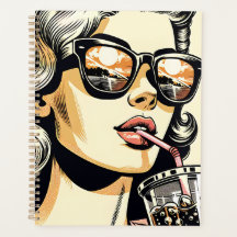 Pop Art Comic Book Bonito Mulher Bebendo Soda