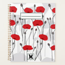 Agenda Poppy flower gift botanical pretty monogram