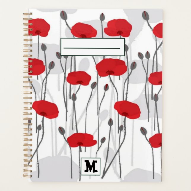 Agenda Poppy flower gift botanical pretty monogram (Frente)