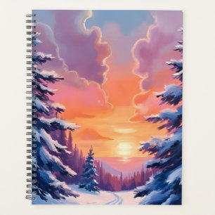 Agenda Pôr do Sol de Neve de Inverno Pintura de Paisage