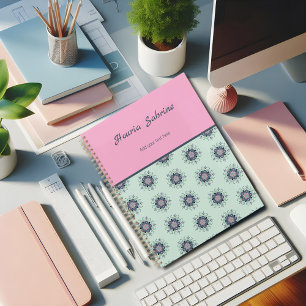 Agenda Porodles Florais de Mandala, cor-de-rosa, de turqu