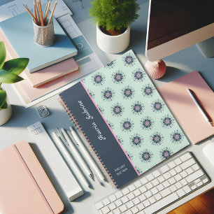 Agenda Porodles Florais de Mandala, cor-de-rosa, de turqu