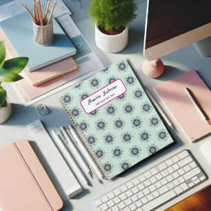 Agenda Porodles Florais de Mandala, cor-de-rosa, de turqu