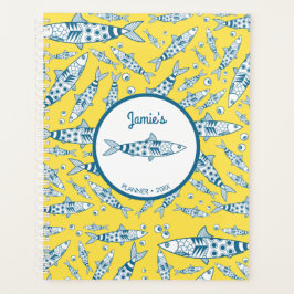 Agenda Português Lisboa Sardinha Padrão Azulejos Amarelo