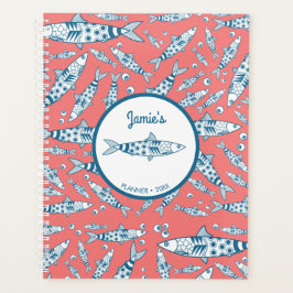 Agenda Português Lisboa Sardinha Padrão Azulejos Rosa