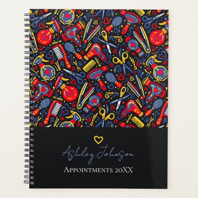 Agenda Portuguese folk hair icons — black, red & blue (Frente)