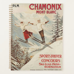 Agenda Poster de Esqui Francês Chamonix Mont Blanc Vintag