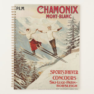 Agenda Poster de Esqui Francês Chamonix Mont Blanc Vintag
